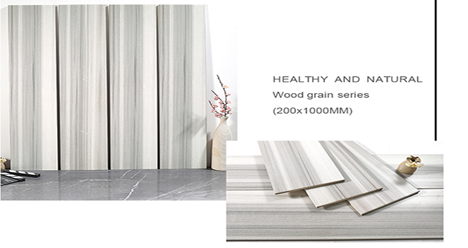 200*1000MM  Hot Sale Mordern Design Wooden Tiles Cool Ash Gray Ceramic Flooring Interior Floor H21519