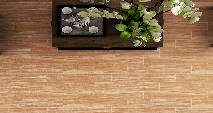 High Quality 150*800 Wood Texture Ceramic  Tiles  Brown Solid Wood Color Flooring for Balcony and Room Design 158502