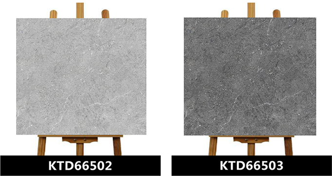Matt Surface Anti-Slip Dark Gray Cement look  Rustic Tiles with Siple Water Wave Textures KT66507