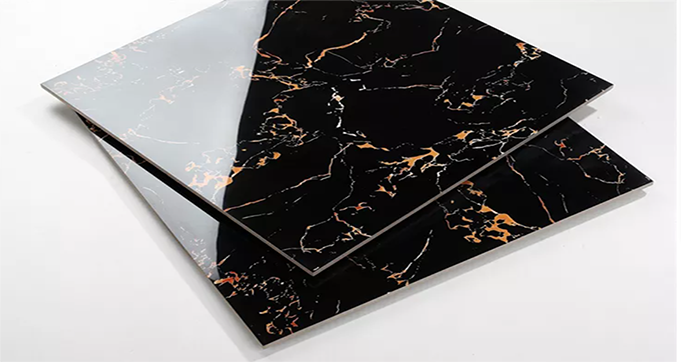 Factory  Direct Sale Marble look black background with golden  stripes procelain tiles  W1303 