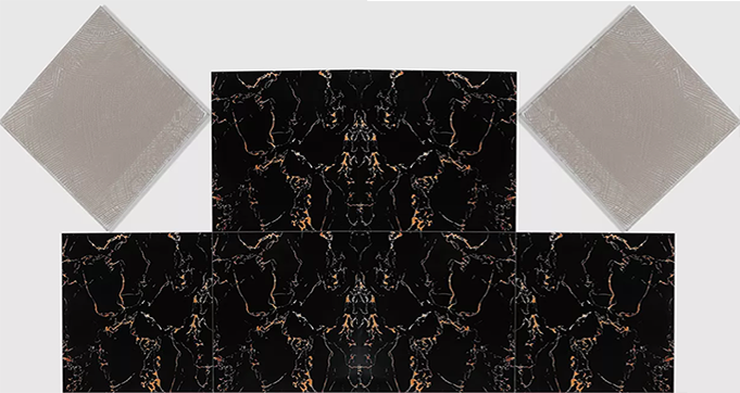 Factory  Direct Sale Marble look black background with golden  stripes procelain tiles  W1303 