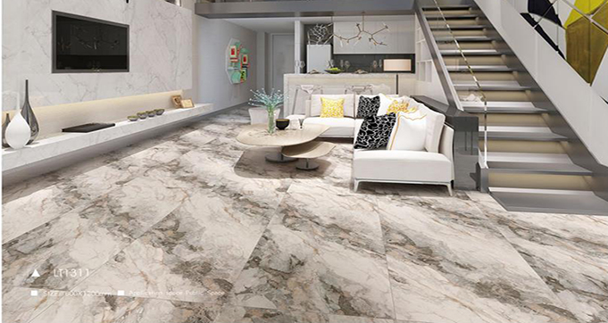 Black and White Natural Stone Texture Marble Look  Glossy Glazed Porcelain Porcelain Tiels for Villa Wall and Floor  LT1312