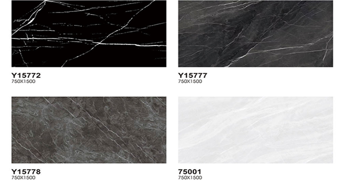 Low Price Black and White  Marble Look Stone Porcelain Tile Glazed Polished 750*1500MM for Wall and Floor Y15777