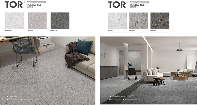 Natural Stone Texture 3D Ink-jet High Quality  Terrazzo Porcelain Tiels for Indoor and Outdoor Flooring HM6003