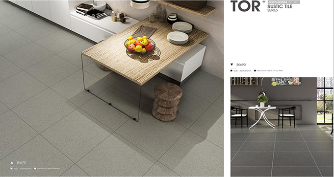 Modern Design Dark Gray Full Body Rustic Porcelain Tiles for Ourdoor and Garden Rough Surface Ceramic Flooring SK693