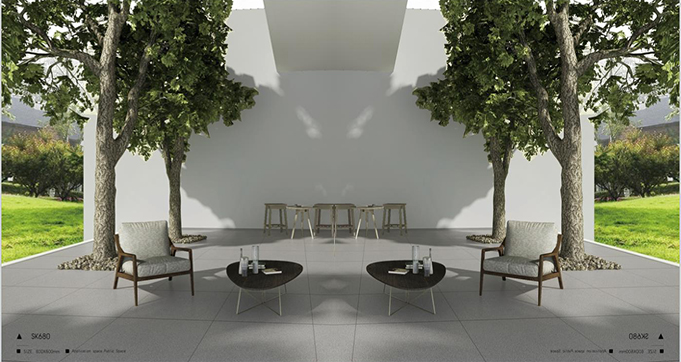 Modern Design Dark Gray Full Body Rustic Porcelain Tiles for Ourdoor and Garden Rough Surface Ceramic Flooring SK693