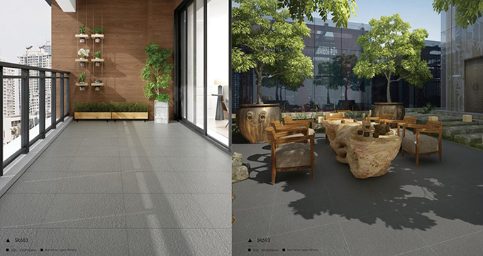 Factory Direct Sale Full Body Rustic Outdoor Flooring Gray Color High Quality Porcelain Tiles 600*600MM SK680