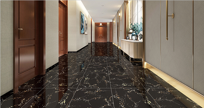 High Glossy Black and White Porcelain Tiles with Rectified Edge for Flooring and Wall Decoration 800*800 MM  NYP8608